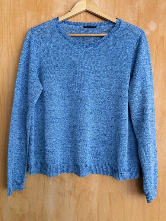Eileen Fisher Sweaters - Eileen Fisher 100% Linen Long Sleeve Crewneck Sweater Size Small Heathered Blue